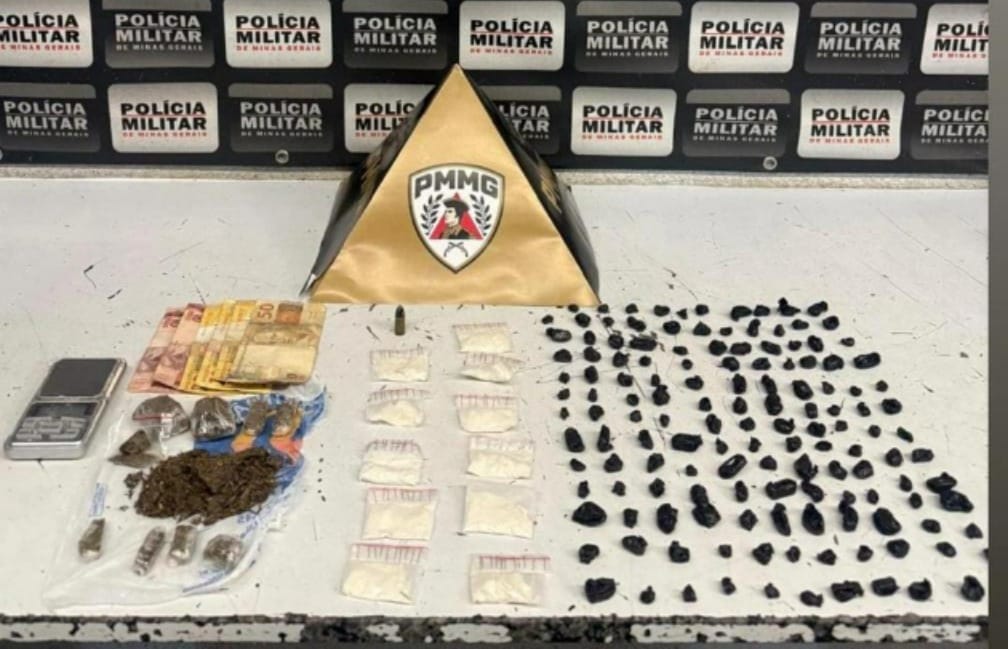 pm-apreende-crack,-cocaina,-maconha-e-prende-traficante-no-bairro-maria-helena-em-divinopolis